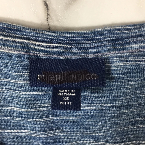 Pure J. Jill Indigo Blue Space Dye Cotton T Shirt Womens XSP Short Sleeve Tee - Picture 5 of 10